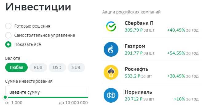 Сбербанк Инвестор акции